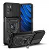 Удароустойчив гръб TPU кейс Slide Camera Case Magnetic Finger Ring Car Holder за Xiaomi Redmi Note 10 Pro 5G - черен