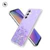 Силиконов калъф / кейс / Brillant Clear Case за Moto E7 Power - лилав / сребрист брокат