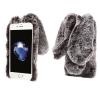 Луксозен силиконов калъф / гръб / TPU 3D с пух за Apple iPhone 7 Plus - кафяво зайче / Bunny Case