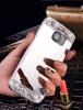 Луксозен силиконов калъф / гръб / TPU с камъни за Samsung Galaxy S6 G920 - огледален / сребрист