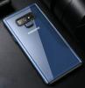 Луксозен стъклен твърд гръб EDIVIA GLASS за Samsung Galaxy Note 9 - прозрачен / син кант