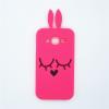 Силиконов калъф / гръб / TPU 3D за Samsung Galaxy J3 / Galaxy J3 2016 J320 - розов / Face / заешки ушички