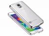 Луксозен силиконов калъф / гръб / TPU за Samsung G900 Galaxy S5 / Galaxy S5 Neo G903 - прозрачен / сребрист кант