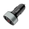 Универсално зарядно за кола HOCO LED Display Dual USB Car Charger / Input: 12-24V / Output: USB1 5V-2.1A /USB2: 5V-2.1A - черно със сиво