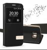 Луксозен кожен калъф тефтер S-View със стойка USAMS Muge Series за Samsung Galaxy S6 G920 - черен