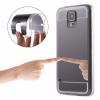 Луксозен силиконов калъф / гръб / TPU за Samsung G900 Galaxy S5 / Galaxy S5 Neo G903 - тъмно сив / огледален