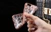 Луксозен силиконов калъф / гръб / TPU с камъни за Apple iPhone 6 / iPhone 6S - розов