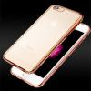 Луксозен силиконов калъф / гръб / TPU UYITLO с камъни за Apple iPhone 6 / iPhone 6S - прозрачен с Rose Gold кант