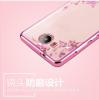 Луксозен силиконов калъф / гръб / TPU с камъни за Huawei Y5 2017 / Huawei Y6 2017 - прозрачен / розови цветя / Rose Gold кант
