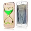 Силиконов калъф / гръб / TPU 3D за Apple iPhone 5 / iPhone 5S / iPhone SE - прозрачен със зелен брокат / пясъчен часовник / сърца