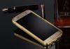 Луксозен алуминиев бъмпер с твърд гръб за Samsung Galaxy S7 Edge G935 - огледален / златист