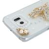 Луксозен твърд гръб с камъни 3D Luxury Diamond Bling Rhinestone за Samsung Galaxy S6 Edge G925 - прозрачен / Clear Butterfly 