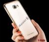 Луксозен силиконов гръб TPU за Samsung Galaxy A3 2017 A320 - прозрачен / златист кант