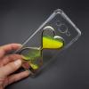 Силиконов калъф / гръб / TPU 3D за Samsung Galaxy J3 - прозрачен с жълт брокат / пясъчен часовник / сърца