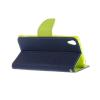 Кожен калъф Flip тефтер Mercury GOOSPERY Fancy Diary със стойка за Sony Xperia XA - тъмно синьо и зелено
