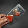 Силиконов калъф / гръб / TPU 3D за Samsung Galaxy J5 J500 - прозрачен с червен брокат / пясъчен часовник / сърца