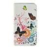 Кожен калъф Flip тефтер със стойка за Huawei Y625 - бял / цветя и пеперуди