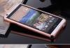 Луксозен алуминиев бъмпер с твърд гръб за HTC Desire 820 - огледален / Rose Gold