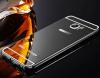 Луксозен алуминиев бъмпер с твърд гръб за Samsung Galaxy S6 Edge G925 - огледален / черен