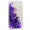 Луксозен твърд гръб 3D Water Case за Samsung Galaxy J5 2016 J510 - прозрачен / течен гръб с лилав брокат / сърца