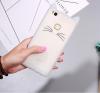 Силиконов калъф / гръб / TPU 3D за Huawei P9 Lite - котешки ушички / бял с брокат