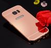 Луксозен алуминиев бъмпер с твърд гръб за Samsung Galaxy S7 G930 - огледален / Rose Gold