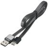 Оригинален USB кабел REMAX Platinum RC-044i 1m / USB Charging Data Cable за Apple iPhone 5 / iPhone 5S / iPhone SE / iPhone 6 / iPhone 6 Plus / iPhone 7 / iPhone 7 Plus - черен / плосък