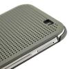 Луксозен калъф със силиконов капак / Dot View за HTC One M8 - тъмно сив