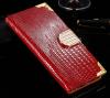 Луксозен кожен калъф Flip тефтер със стойка за Samsung Galaxy S7 Edge G935 - червен / Croco