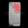 Луксозен твърд гръб / капак / 3D с камъни за Apple iPhone 5 / iPhone 5S - прозрачен / розова пеперуда 