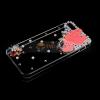 Луксозен твърд гръб / капак / 3D с камъни за Apple iPhone 5 / iPhone 5S - прозрачен / розова пеперуда 