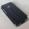Луксозен кожен калъф Flip тефтер S-View FERRISE за Samsung Galaxy S5 mini G800 - тъмно син / със стойка и силиконов гръб