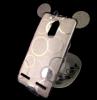 Луксозен силиконов калъф / гръб / TPU 3D за LG K8 2017 - преливащ / сребристо / брокат / миши ушички / 2в1 / кръгове