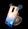 Луксозен силиконов калъф / гръб / TPU 3D за Lenovo K6 - преливащ / сребристо и синьо / брокат / миши ушички / 2в1 / кръгове