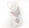 Луксозен силиконов калъф / гръб / с камъни за Apple iPhone X / iPhone XS - бял / Butterflies