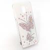 Луксозен силиконов калъф / гръб / с камъни за Samsung Galaxy S9 G960 - бял / Butterflies