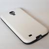 Силиконов калъф / гръб / TPU за Samsung Galaxy S4 I9500 / Samsung S4 I9505 - бял с черен кант / имитиращ кожа