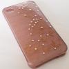 Луксозен силиконов калъф / гръб / TPU с камъни за Apple iPhone 4 / iPhone 4S - розов / оранжеви цветя