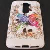 Силиконов калъф / гръб / TPU за LG Optimus G2 D802 - бял с цветна пеперуда