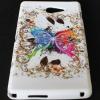 Силиконов калъф / гръб / TPU за Sony Xperia M2 - бял с цветна пеперуда