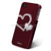 Заден предпазен капак за iPhone 4/ 4S - Swarovski Diamond Heart - винено червен