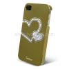 Заден предпазен капак за iPhone 4/ 4S - Swarovski Diamond Heart - златист