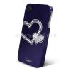 Заден предпазен капак за iPhone 4/ 4S - Swarovski Diamond Heart - виолетов