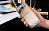 Луксозен силиконов калъф / гръб / TPU с камъни за Samsung Galaxy J3 / Galaxy J3 2016 J320 - огледален / златист