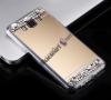 Луксозен силиконов калъф / гръб / TPU с камъни за Samsung Galaxy Grand Prime G530 - огледален / златист