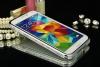 Луксозен Bumper SHENGO за Samsung G900 Galaxy S5 - сребърен с камъни