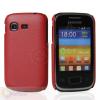 Заден предпазен твърд гръб / капак / за Samsung Galaxy Pocket S5300 - червен / имитиращ кожа