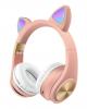 Стерео LED слушалки Bluetooth Cat Ear M1 / Wireless Headphones / безжични LED слушалки Cat Ear M1 - розови
