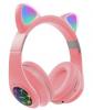 Стерео LED слушалки Bluetooth Cat Ear / Wireless Headphones / безжични LED слушалки Cat Ear M2 - розови