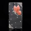 Луксозен заден предпазен капак / твърд гръб / с камъни за Sony Xperia Z Lt36H - прозрачен с оранжева пеперуда